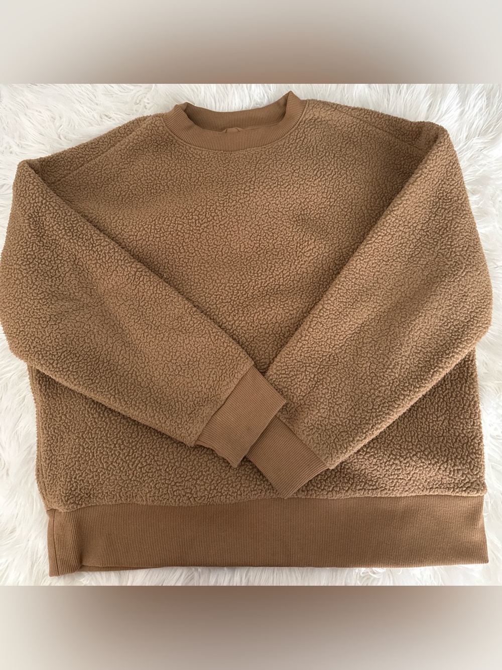 Everlane Women's Crewneck Sherpa Sweatshirt - Camel Brown